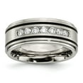 thumbnail image 1 of Solid Titanium/Matte Brushed Finish Enameled 1/2ct tw. Diamond 9mm Men's Wedding Band Ring Size 11, 1 of 8