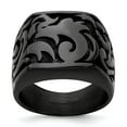 thumbnail image 1 of Solid Titanium Men's Black Titanium Men's Casted Design Signet Wedding Band Ring Size 12, 1 of 7