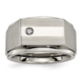 thumbnail image 1 of Solid Titanium Men's Diamond Wedding Brushed Matte Finish Band Ring Size 10.5 (.05 cttw.), 1 of 8