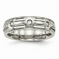 thumbnail image 1 of Solid Titanium Men's Grooved CZ Cubic Zirconia Wedding Band Ring Size 10, 1 of 7