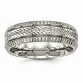 thumbnail image 1 of Solid Titanium Men's Grooved and Textured Wedding Band Ring Size 13, 1 of 7