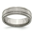 thumbnail image 1 of Solid Titanium Men's Matte Brushed Finish and Grooved 7mm Wedding Band Ring Size 9.5, 1 of 7