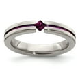 thumbnail image 1 of Solid Titanium Rhodolite Garnet and Anodized 4mm Wedding Band Ring Size 7.5, 1 of 8