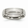 thumbnail image 1 of Solid Titanium Ridged Edge 6mm Plain Classic Wedding Band Ring Size 8.5, 1 of 7