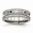 thumbnail image 1 of Solid Titanium with CZ Cubic Zirconia Wedding Band Ring Size 10, 1 of 7