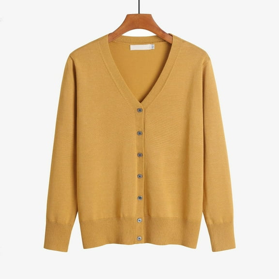 Solid Tone Buttoned Mercerized Cotton Loose Sweater With Cardigan Jacket, Orange L, Size M-3XL