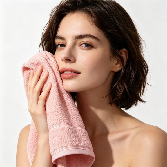 Solid Tone Double Ribbed Hem Cotton Hand Towels,Plush Absorbent Washcloths,Skin Friendly Reusable Face Towels for Master Bath,Guest Suite,Retreat Use