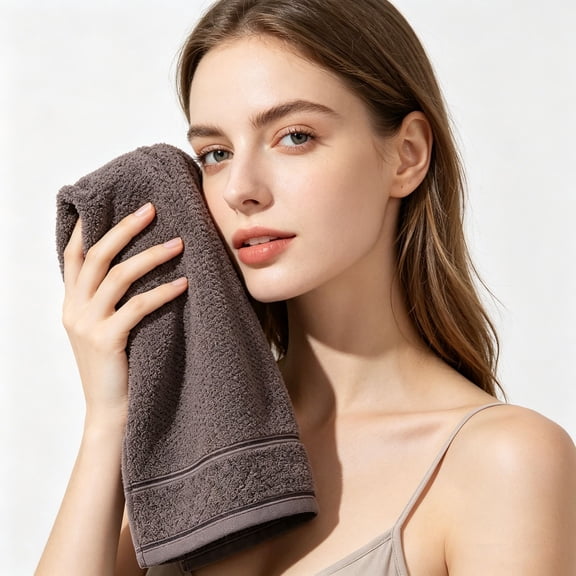 Solid Tone Double Ribbed Hem Cotton Hand Towels,Plush Absorbent Washcloths,Skin Friendly Reusable Face Towels for Master Bath,Guest Suite,Retreat Use