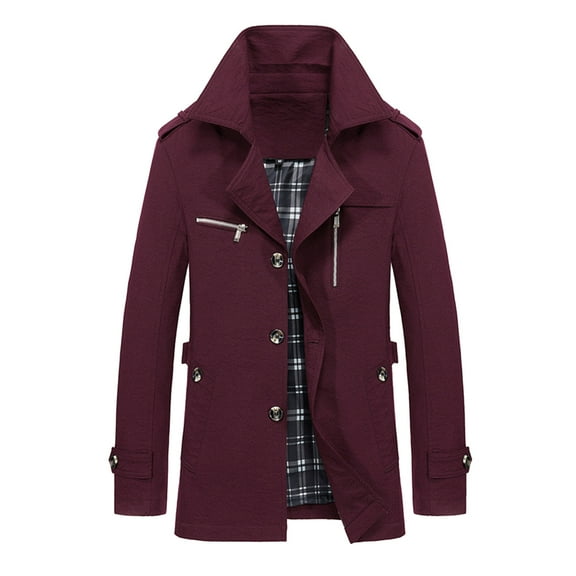 Solid Top Color Men's Jacket Sleeve Autumn&Winter Turn Down Long Windbreaker Men's Coats & Jackets