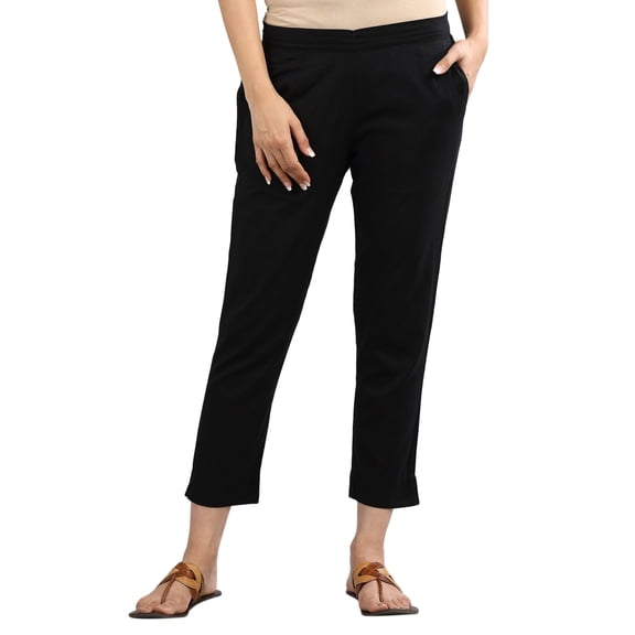 Solid Trousers - Black-XX Large