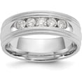 thumbnail image 1 of Solid True Origin 14K White Gold Men's 1/2 carat Lab Grown Diamond VS/SI D E F 5 Stone Double Milgrain Size 9 Band - Ring Size 9.0, 1 of 8