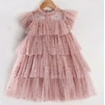 thumbnail image 1 of Solid Tulle Fairy Princess Fly Sleeve Star Sequined Dress., 1 of 5