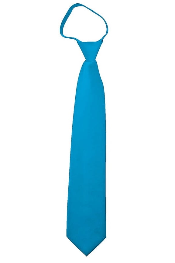 Solid Turquoise Blue Men's 17" Zipper Tie