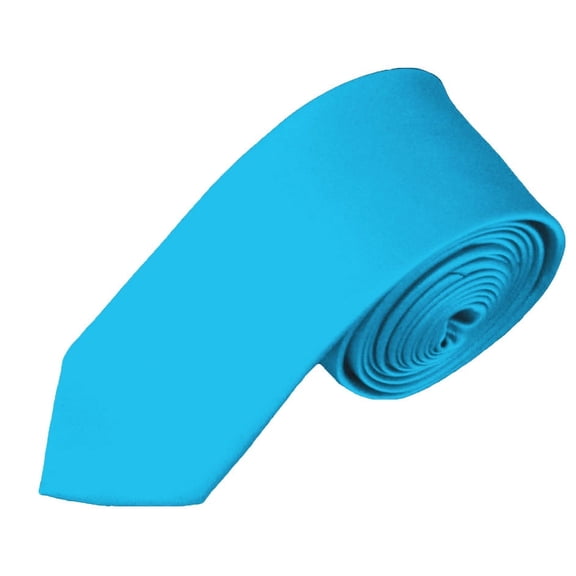 Solid Turquoise Blue Skinny Men's Necktie