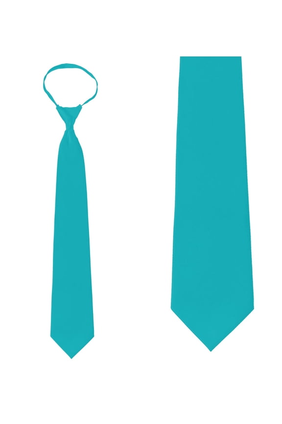 Solid Turquoise Zipper Tie Mens Pre-Tied Necktie…