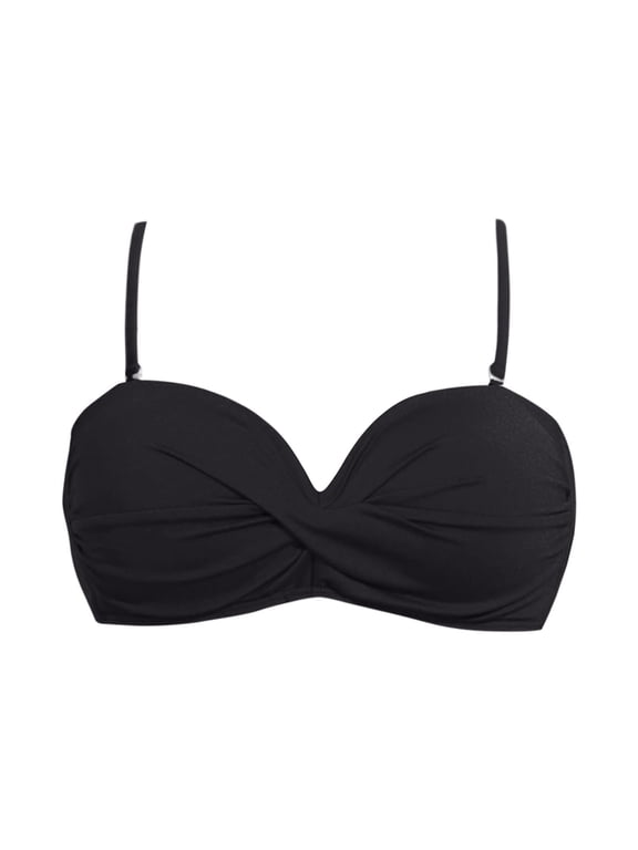 Solid Twist Front Bikini Top Women's Adjustable Thin Spaghetti Strap Full Lined Swim Top Separates for Beach Pool Summer Vacation