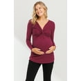 thumbnail image 1 of Solid Twist Front Maternity Fitted Knit Top, 1 of 3