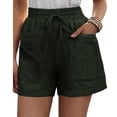 thumbnail image 1 of Solid Two Pockets Loose Casual Short Pants,Women's Solid Color Casual Loose Drawstring Short Pants, 1 of 9