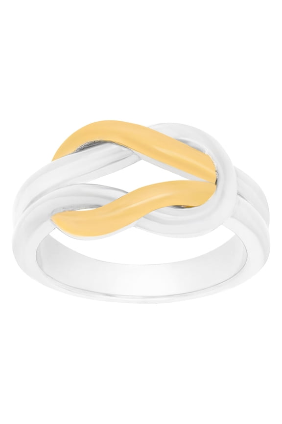 Solid Two-Tone Sterling Silver and 18k Yellow Gold Plated Wedding Ring Celtic Love Knot Promise Ring Love Knott Ring