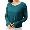 thumbnail image 1 of Solid UPF 50+ UV Shirts for Women Long Sleeve Workout Sun Shirt Outdoor Gym Hiking Lightweight Pullover Tops, 1 of 7
