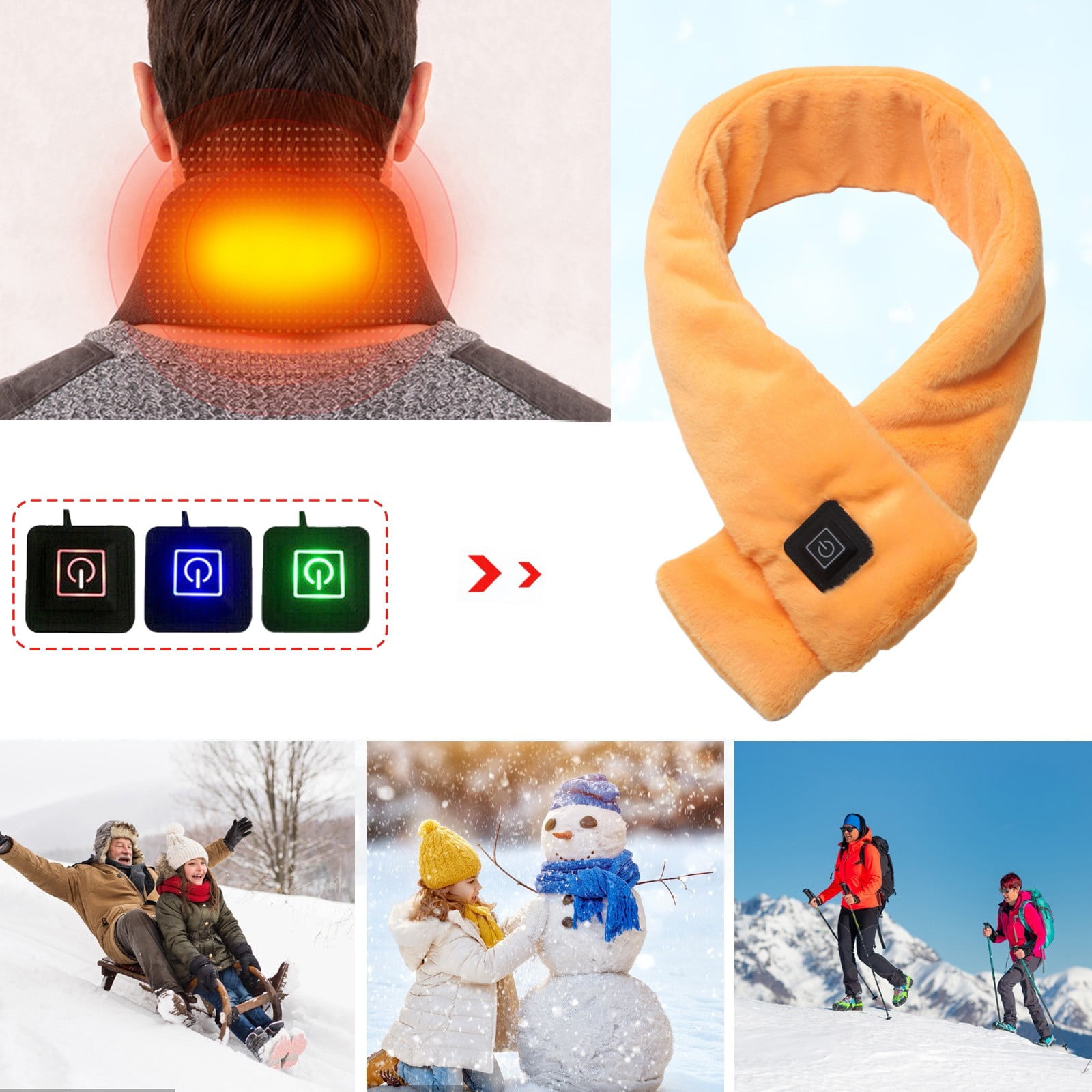 Solid USB Heated Scarf Winter Heating Scarf USB Plugging In Heating