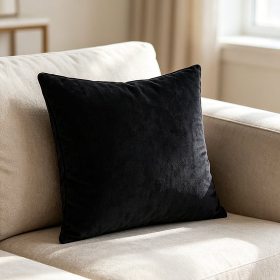 Solid Velvet Throw Pillow Cover Soft Plush Cushion Case With Piping Edge And Hidden Zipper For Sofa Couch Bedroom Decor Cover Only 17.7 Inches