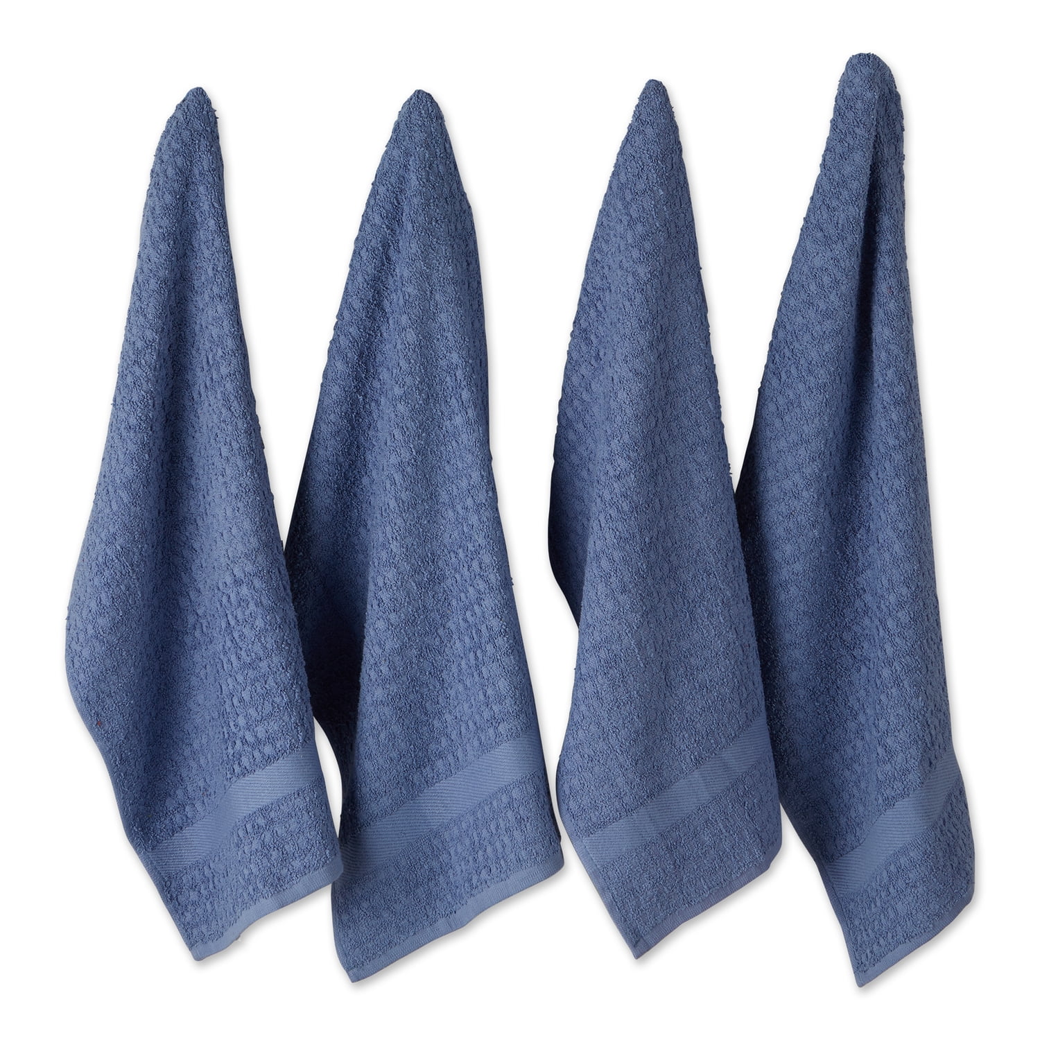 Solid Stonewash Blue Cotton Terry Dishtowel Set of 4