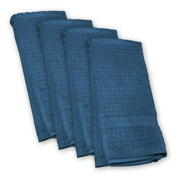 Solid Waffle Blue Dishtowel Set of 4