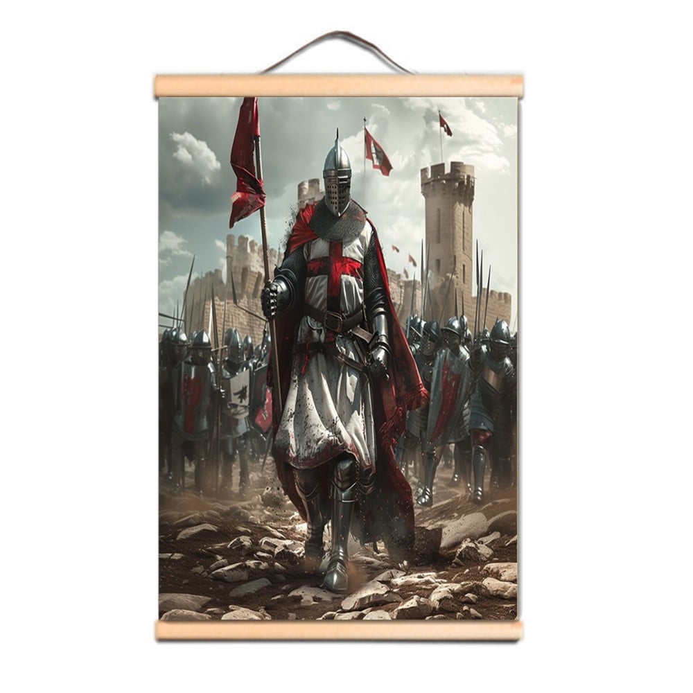 Vintage Canvas Print Artwork Medieval Crusader Warrior Wall Art Poster ...