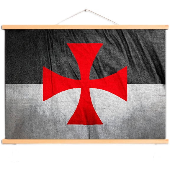 Solid Wall Hanging Banner for Knights Templar Fans - Vintage Crusader Warrior Tapestry Canvas Scroll Painting - Christian Warrior Wall Art Posters and Prints 8,Multicolor,70X50 CM