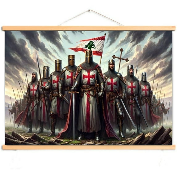 Solid Wall Hanging Banner for Medieval Knights Templar Fans - Vintage Crusader Warrior Wall Art Scroll Painting Decoration - Christian Warrior Home Decor 8,Multicolor,40X30 CM
