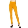 thumbnail image 1 of Solid Warm Fur Lined High Waisted Leggings - 3 Inch Mustard S/M, 1 of 2