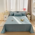 thumbnail image 1 of Solid Washed Cotton Flat Sheet 86x90 Inch Single Piece Soft Breathable Hypoallergenic Bedding, 1 of 6