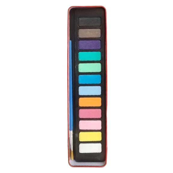 Solid Watercolor Set for Artists and Students—-Piece Rectangular Solid Paints with Integrated Brush Portable Travel Kit for Indoor and Outdoor Painting