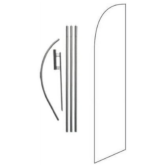 Solid White Advertising Feather Banner Swooper Flag Sign with Flag Pole Kit and Ground Stake