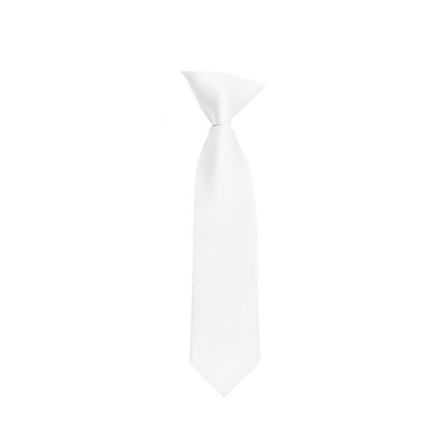 Solid White Boy's 11" Clip On Tie, Age for 3 to 6 Years Old
