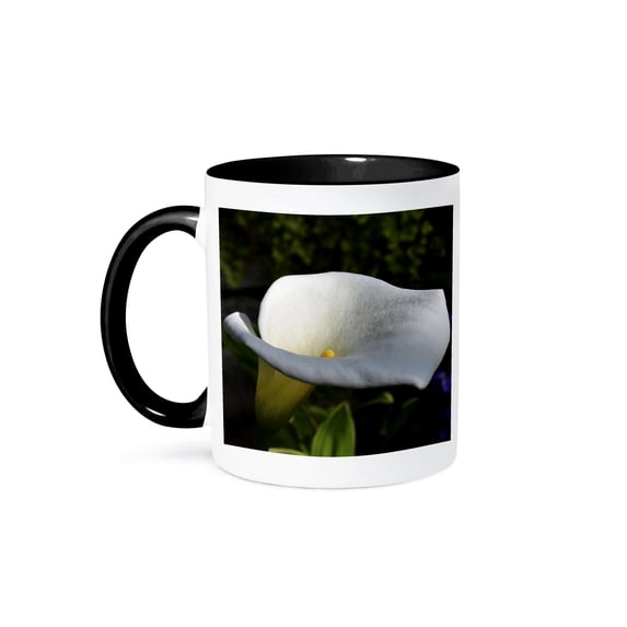 3dRose, Solid White Cala Lily, 11oz Two-Tone Black Mug
