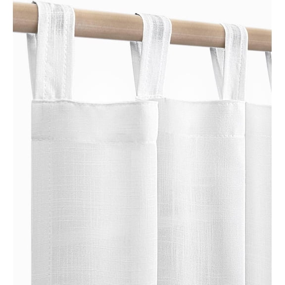 Solid White Curtains 63 Inch Length for Windows 2 Panels Tab Top Cloth Cotton Look Soft Linen Sheer Drapes Neutral Semi Transparent Translucent Curtain Bedroom Living Room Kitchen Cottage Long