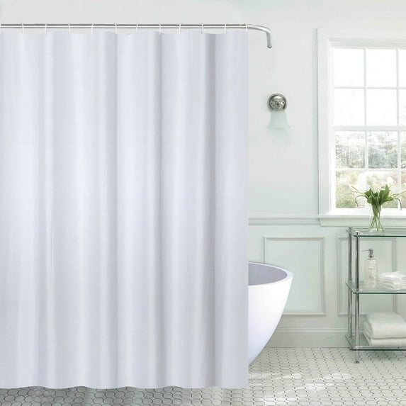Solid White Fabric Shower Curtain: Heat Embossed Textured, 70" x 72" inch