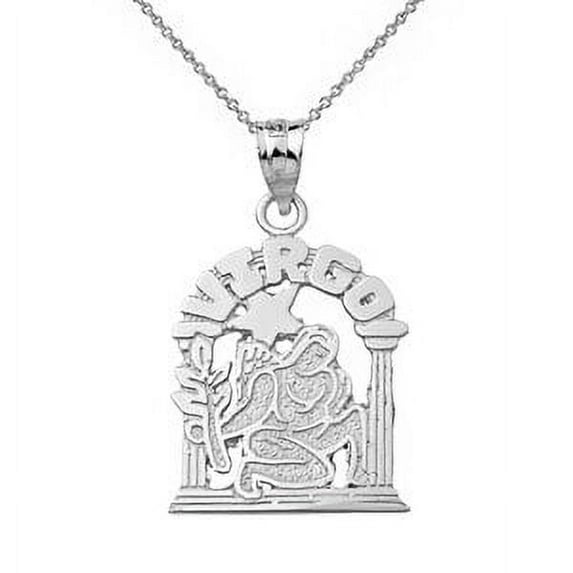Solid White Gold Zodiac Virgo Pendant Necklace