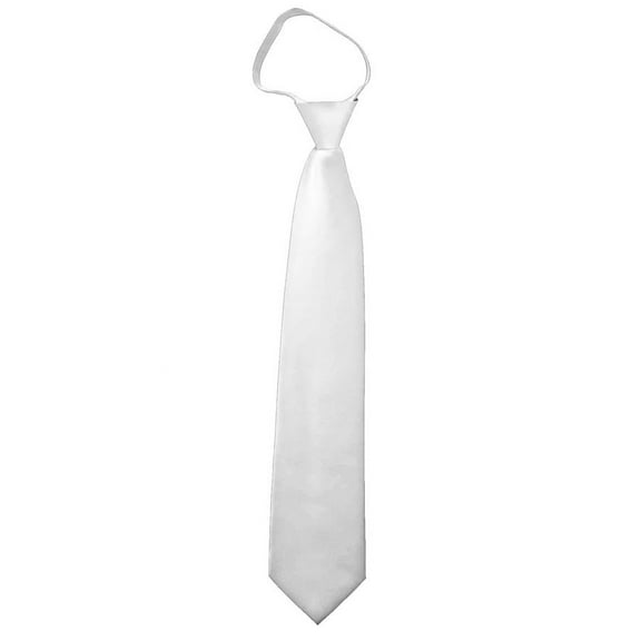 Solid White Men's 20" Zipper Tie