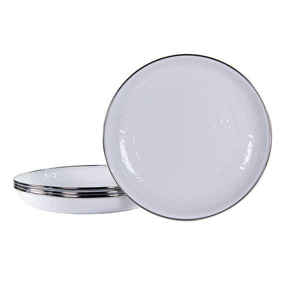 Solid White Pattern - Set of 4 - 10 inch Pasta Plates - Golden Rabbit Enamelware