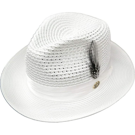 Men's Solid White Poly Braid Fedora By Bruno Capelo JU-901