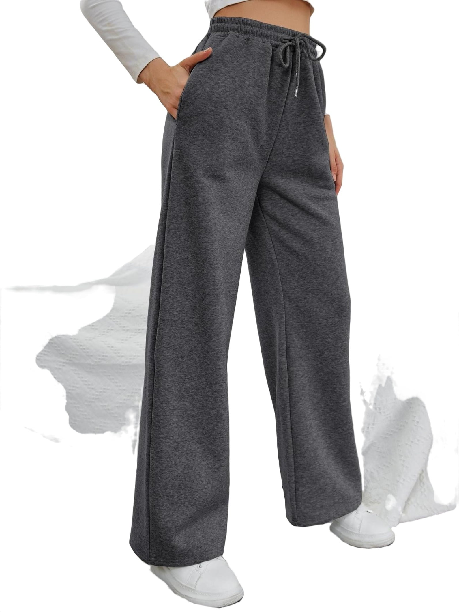 Solid Wide Leg Dark Grey Womens Sweatpants Women s Walmart