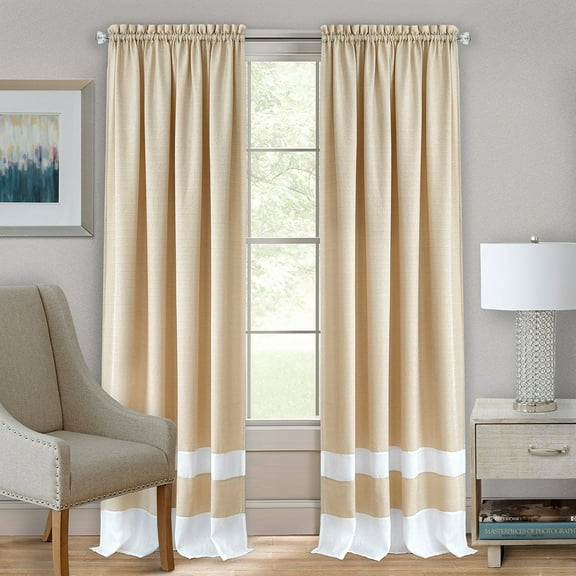 Solid Window Curtain Panel Double Layered Rod Pocket Panel, Tier & Valance Set