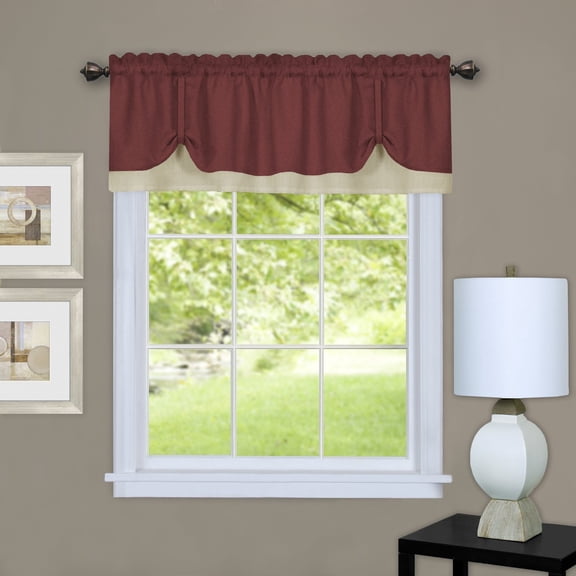 Solid Window Curtain Panel Double Layered Rod Pocket Panel, Tier & Valance Set