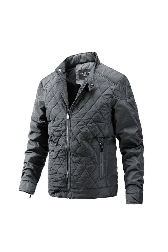 Solid Winter Down Jacket Quilted Jacket (L, DarkGrey)