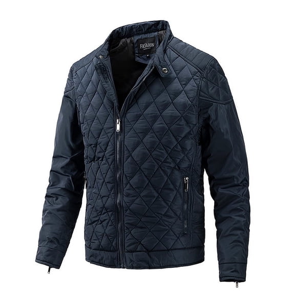 Solid Winter Down Jacket Quilted Jacket (L, MarineBlue)