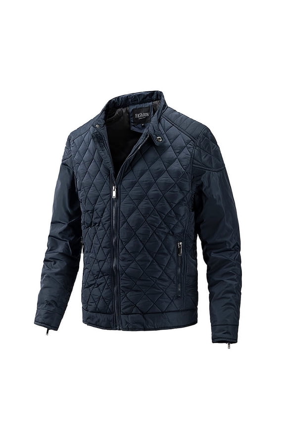 Solid Winter Down Jacket Quilted Jacket (L, MarineBlue)