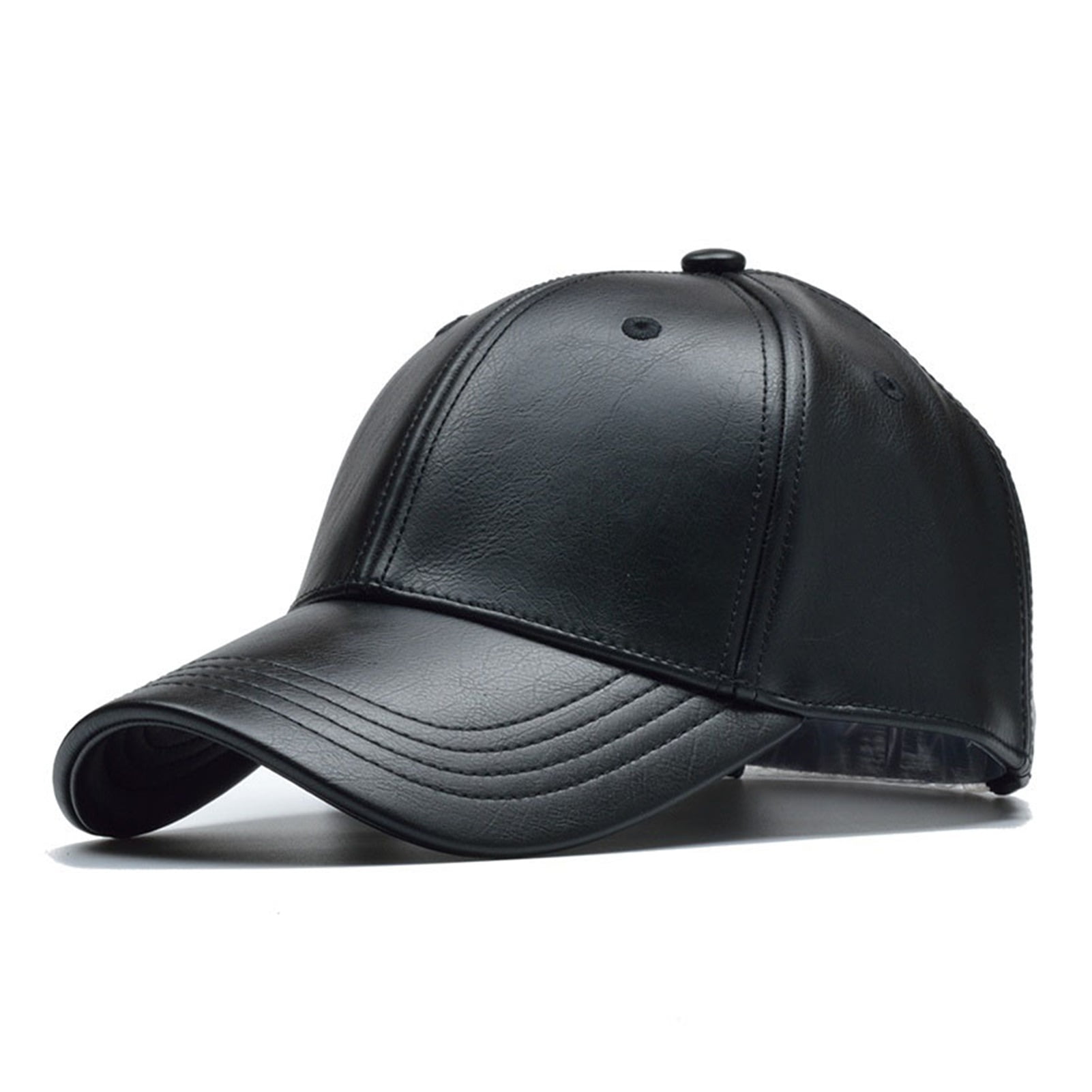 Solid Winter Leather Baseball Cap Men Branded Autumn Warm Black Cap ...